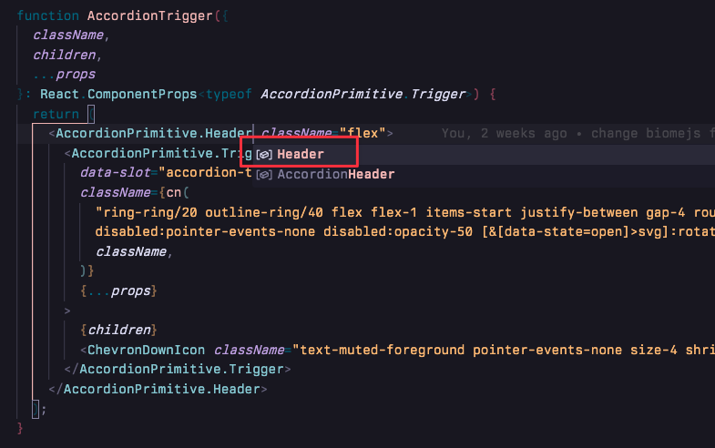 Example of an autocomplete in VSCode